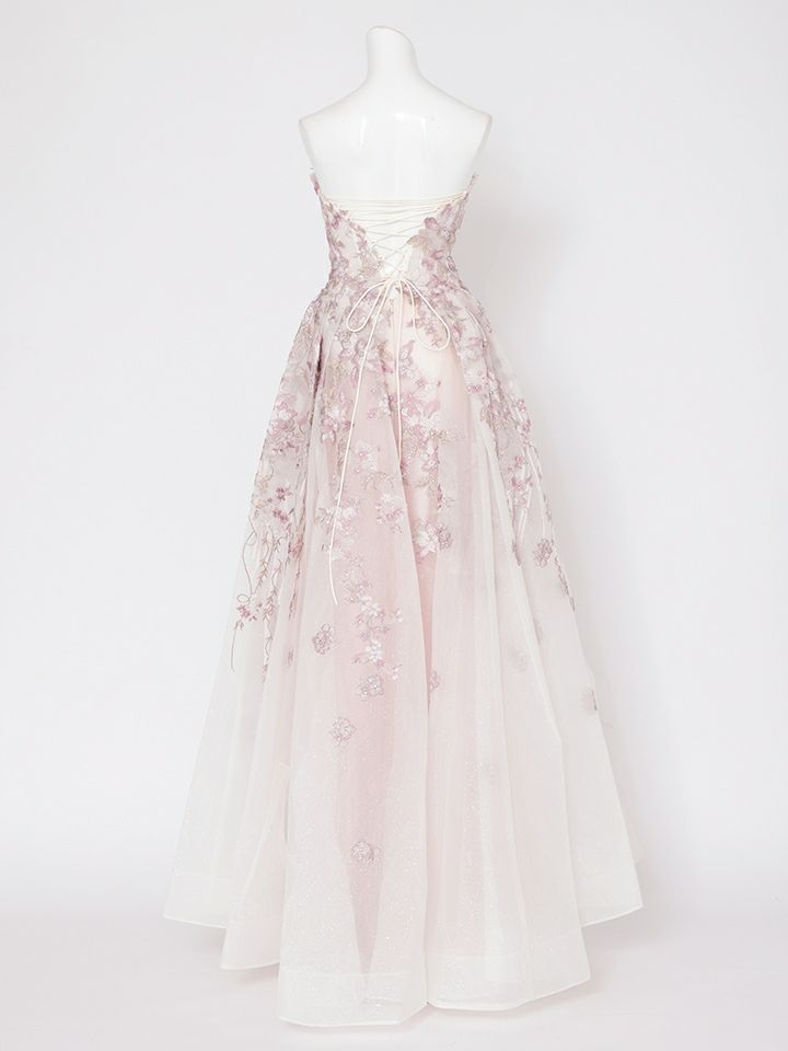 vanityME.couture. バニティミークチュール エレガントフラワー立体刺繍 スパンコール コルセット プリンセス ロングドレス バースデードレス モーヴ vctr-l-a1455