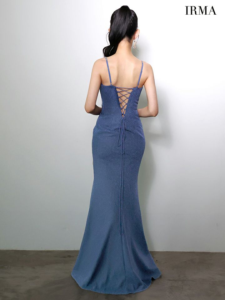 IRMA イルマ フロントジップ/ビジュー刺繍/スリット入り/タイト ロングドレス ir51970-c