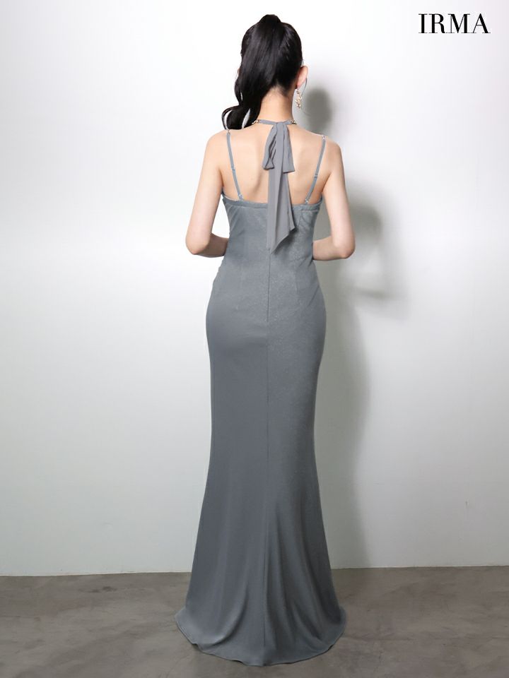 IRMA イルマ ホルターネック/アメスリ/バストカット/スリット入り/タイト ロングドレス ir51974-c