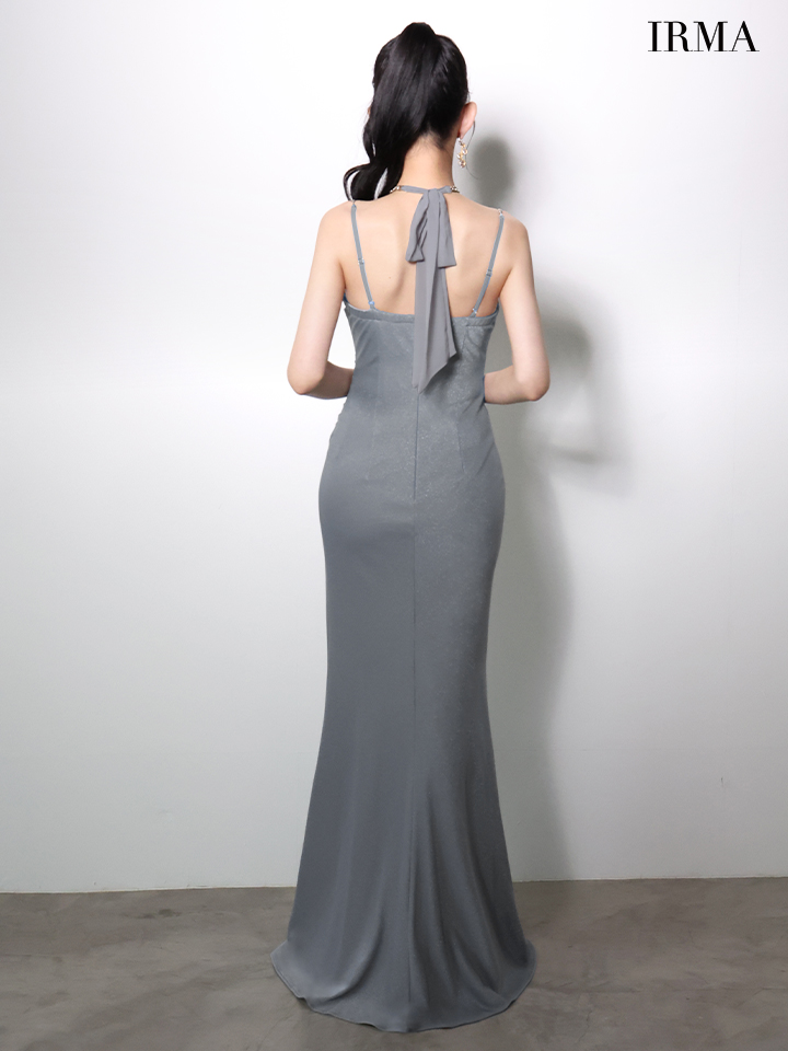 IRMA イルマ ホルターネック/アメスリ/バストカット/スリット入り/タイト ロングドレス ir51974-c