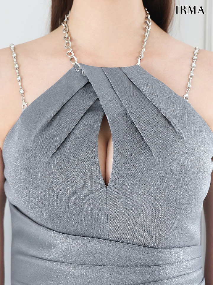 IRMA イルマ ホルターネック/アメスリ/バストカット/スリット入り/タイト ロングドレス ir51974-c