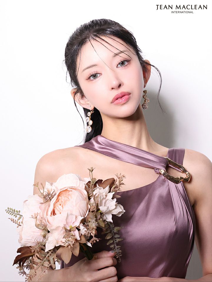 JEAN MACLEAN ジャンマクレーン ワンショル/ショール付き/サテン/ワンカラー/Aライン/フレア/ロングドレス ja51976-c