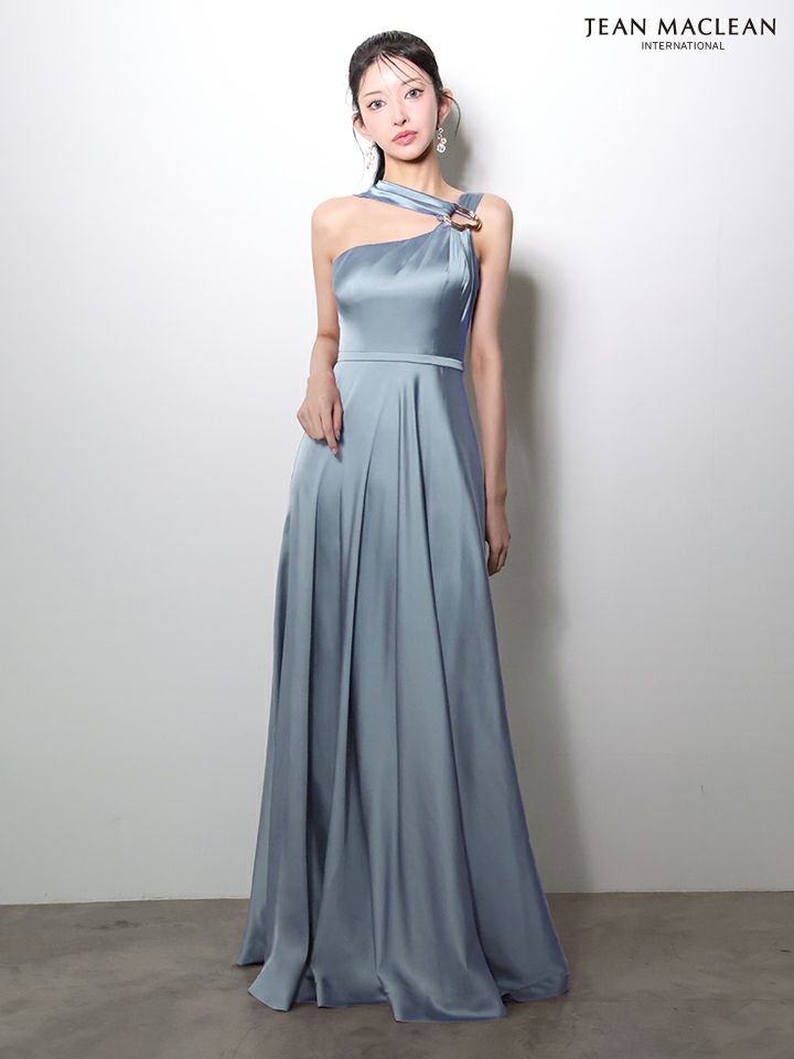 JEAN MACLEAN ジャンマクレーン ワンショル/ショール付き/サテン/ワンカラー/Aライン/フレア/ロングドレス ja51976-c