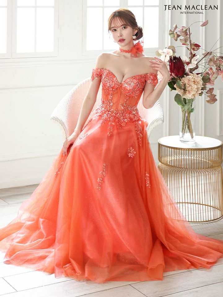 JEAN MACLEAN ジャンマクレーン スパンコール刺繍/コサージュチョーカー付き/オフショル/姫/ロングドレス ja51979-c