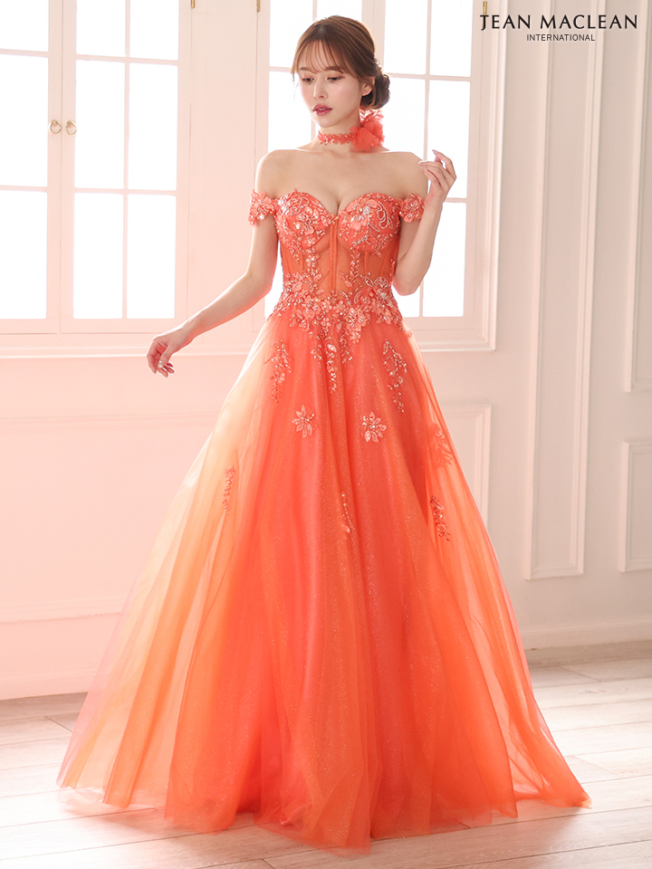 JEAN MACLEAN ジャンマクレーン スパンコール刺繍/コサージュチョーカー付き/オフショル/姫/ロングドレス ja51979-c
