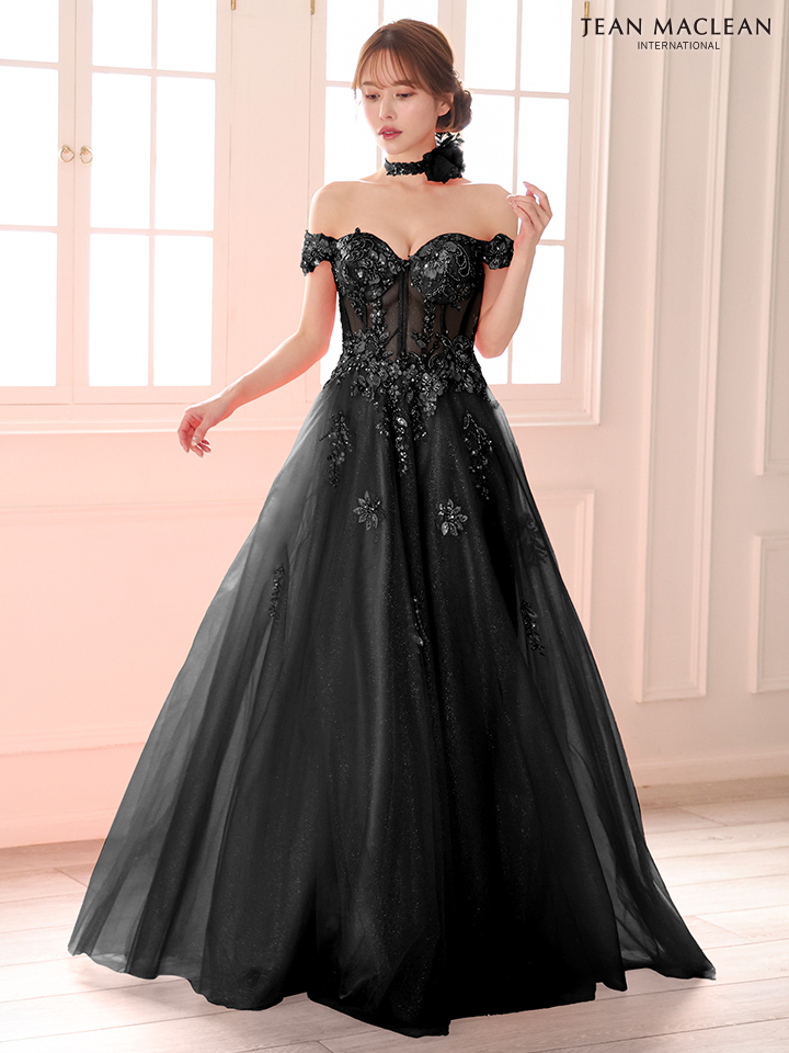 JEAN MACLEAN ジャンマクレーン スパンコール刺繍/コサージュチョーカー付き/オフショル/姫/ロングドレス ja51979-c