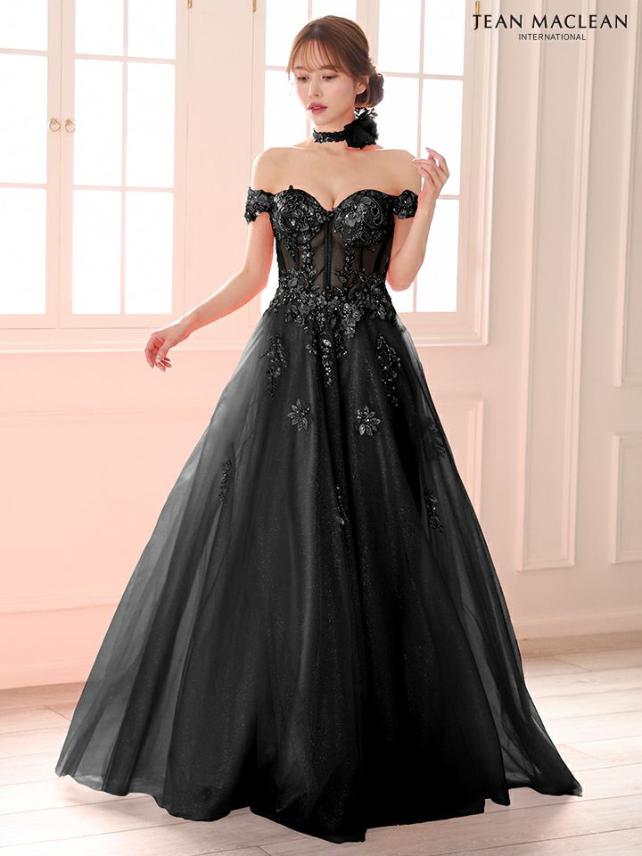 JEAN MACLEAN ジャンマクレーン スパンコール刺繍/コサージュチョーカー付き/オフショル/姫/ロングドレス ja51979-c