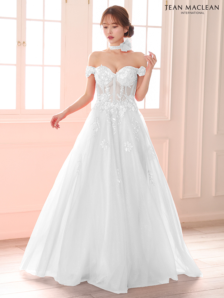 JEAN MACLEAN ジャンマクレーン スパンコール刺繍/コサージュチョーカー付き/オフショル/姫/ロングドレス ja51979-c