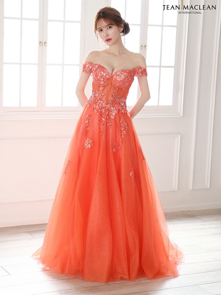 JEAN MACLEAN ジャンマクレーン スパンコール刺繍/コサージュチョーカー付き/オフショル/姫/ロングドレス ja51979-c