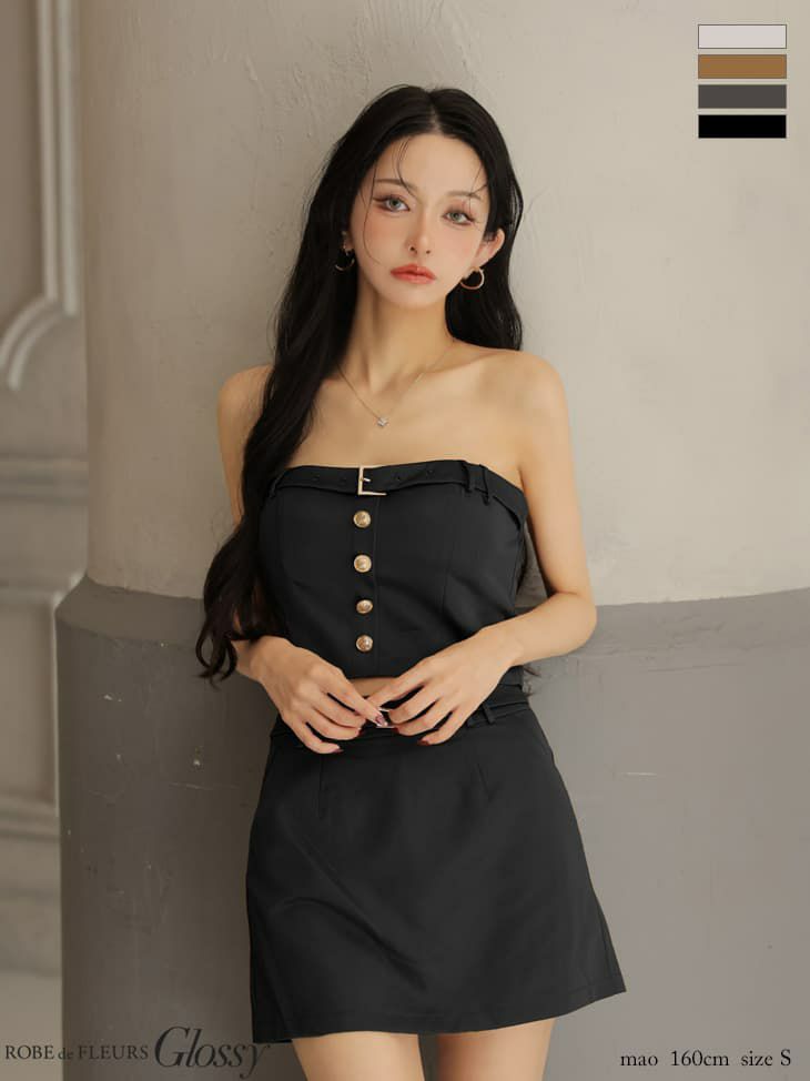  Glossy ローブドフルールグロッシー 【XSサイズあり】ツイルキャミセットアップミニキャバドレス gl3961-c