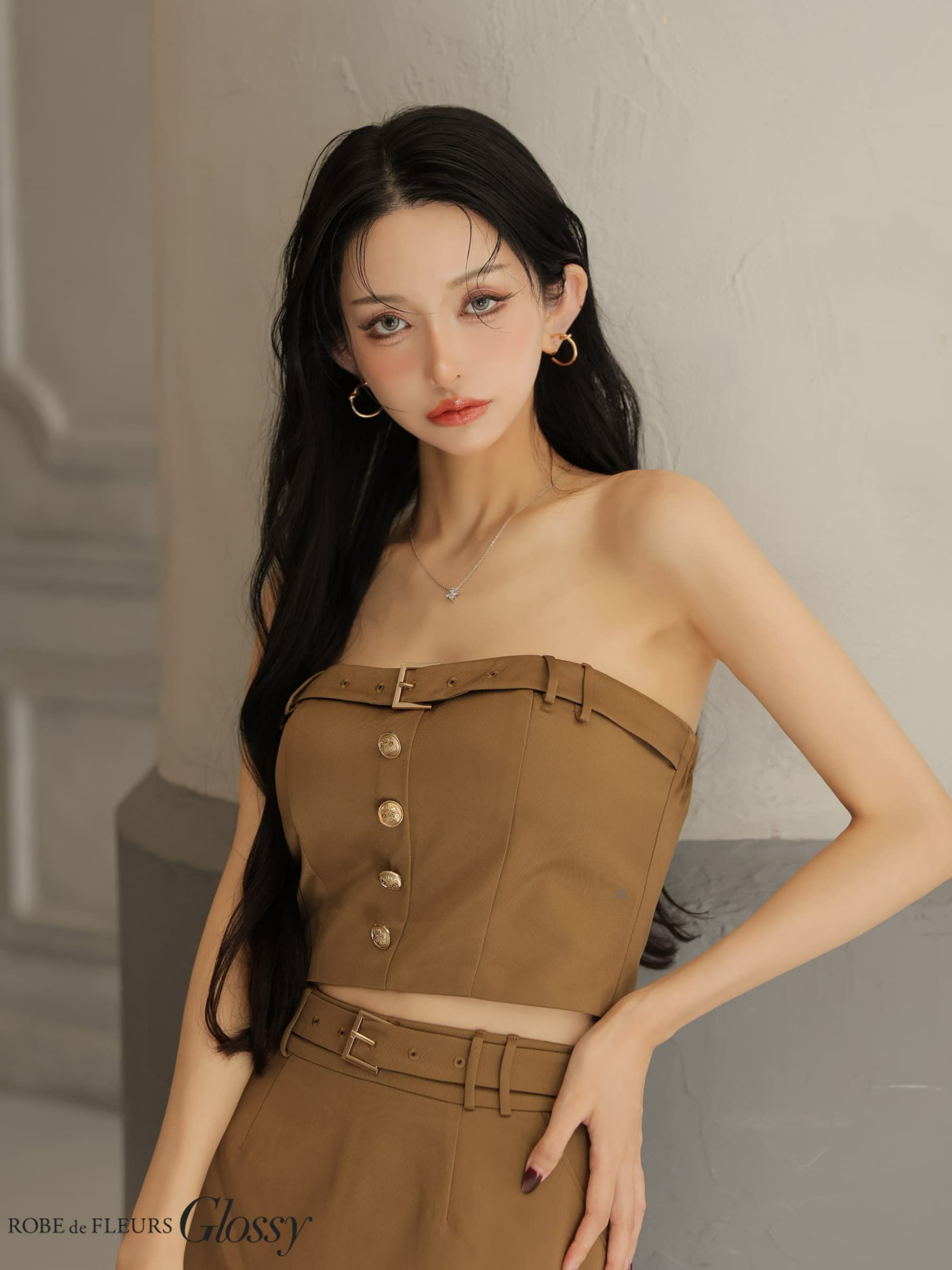  Glossy ローブドフルールグロッシー 【XSサイズあり】ツイルキャミセットアップミニキャバドレス gl3961-c