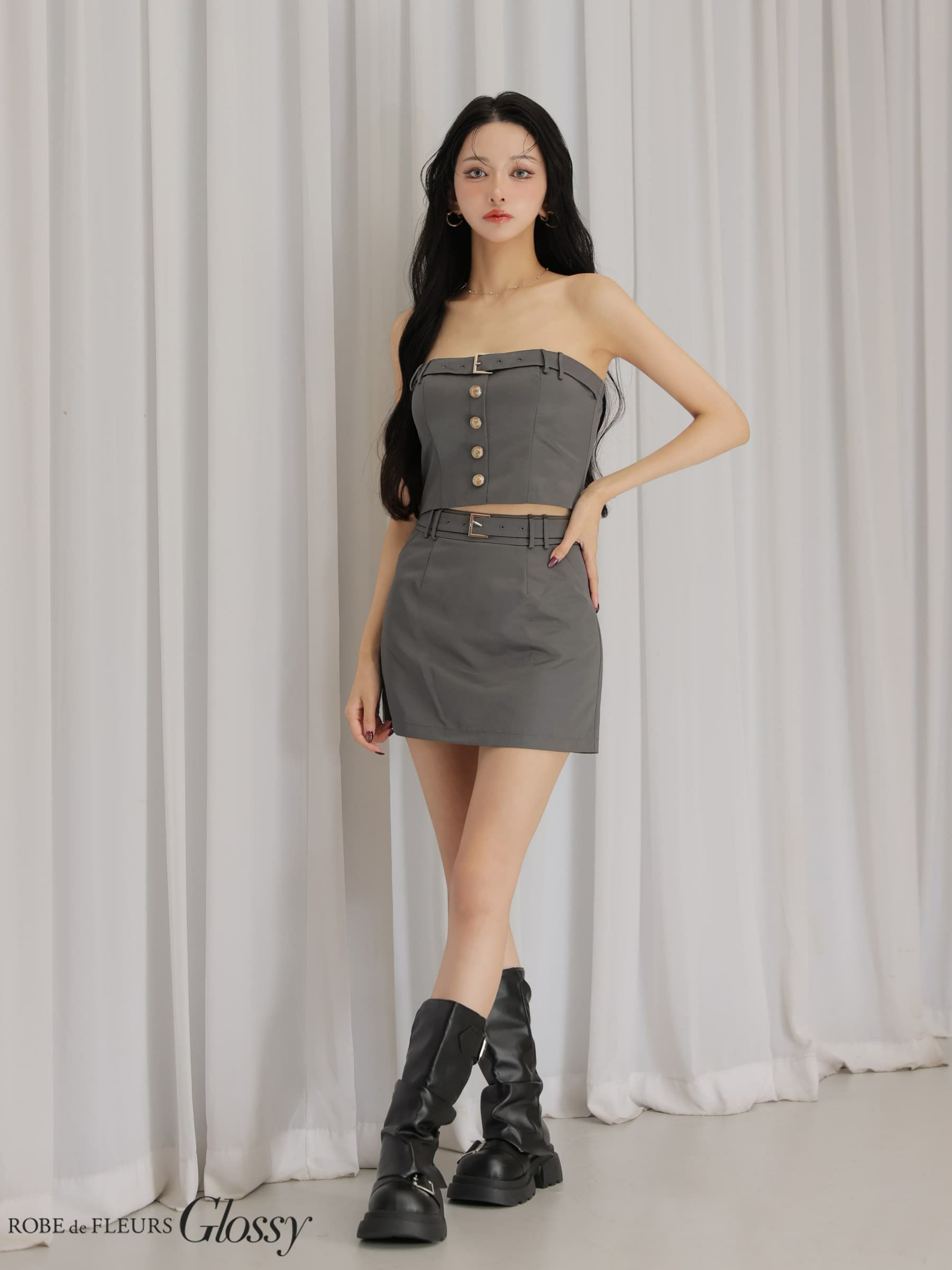  Glossy ローブドフルールグロッシー 【XSサイズあり】ツイルキャミセットアップミニキャバドレス gl3961-c