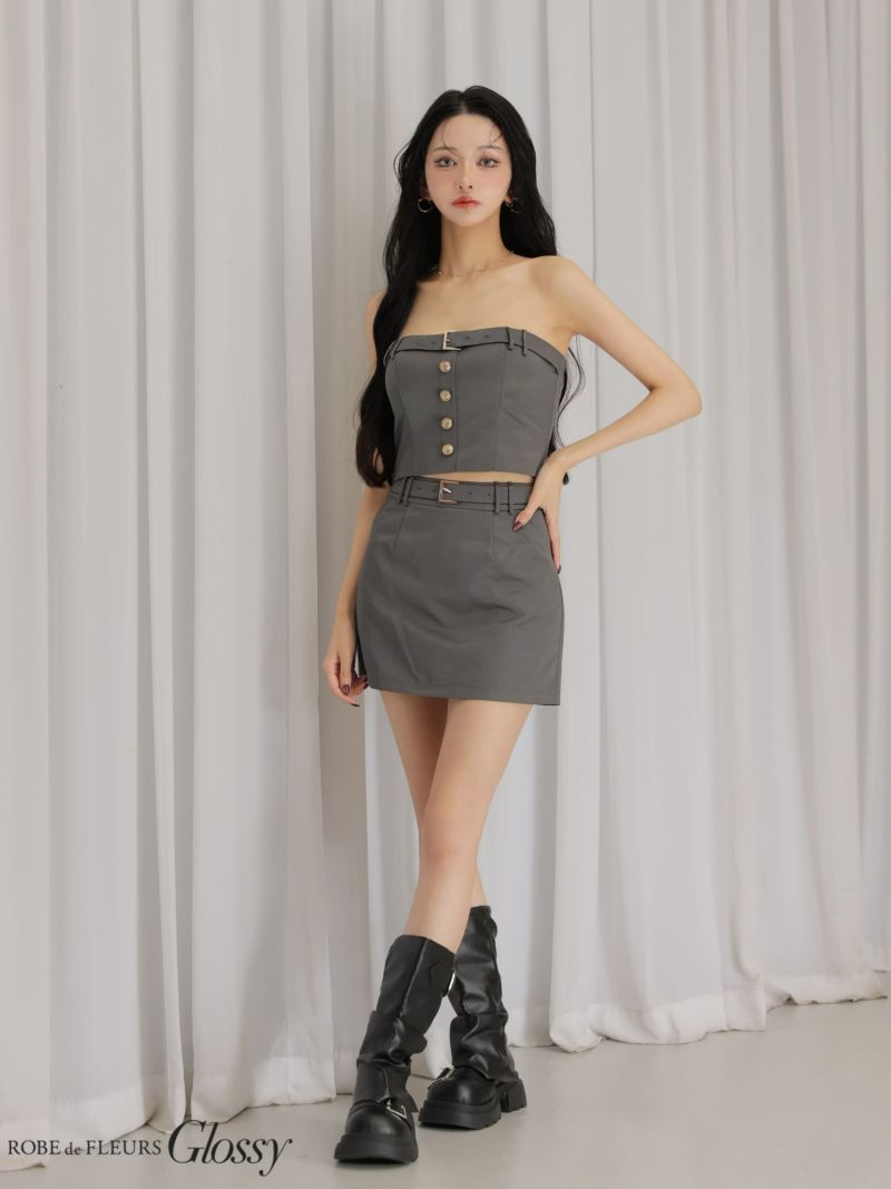  Glossy ローブドフルールグロッシー 【XSサイズあり】ツイルキャミセットアップミニキャバドレス gl3961-c