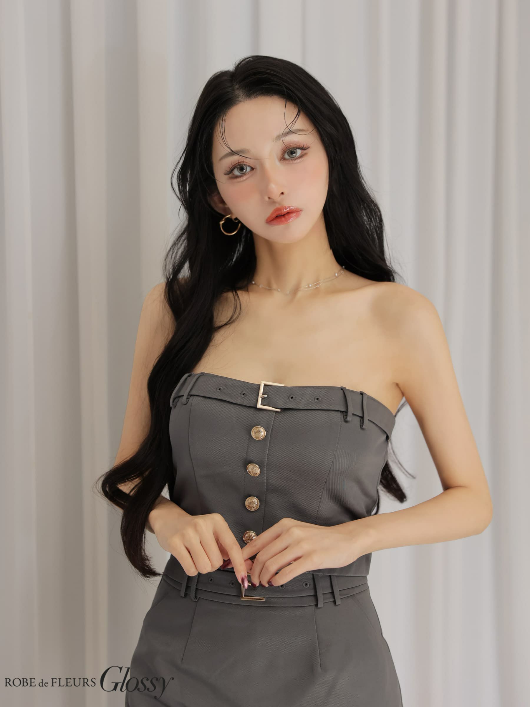  Glossy ローブドフルールグロッシー 【XSサイズあり】ツイルキャミセットアップミニキャバドレス gl3961-c