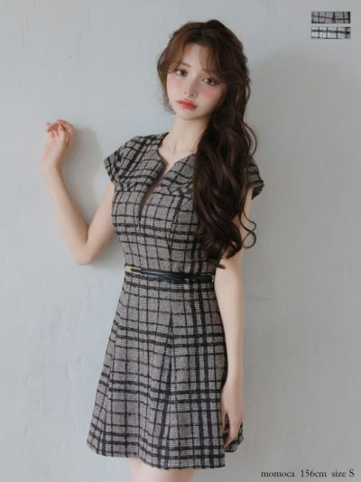 襟付きノースリーブタイトミニキャバドレス(fm4228) XS～Lサイズあり】襟付きノースリーブタイトミニキャバドレス(fm4228)