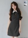 ROBE de FLEURS ローブドフルール 【XS～Lサイズあり】襟付きノースリーブタイトミニキャバドレス fm4228-c