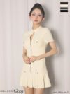 Glossy ローブドフルールグロッシー 【XSサイズあり】起毛ニットジップアップ半袖セットアップミニキャバドレス gl3964