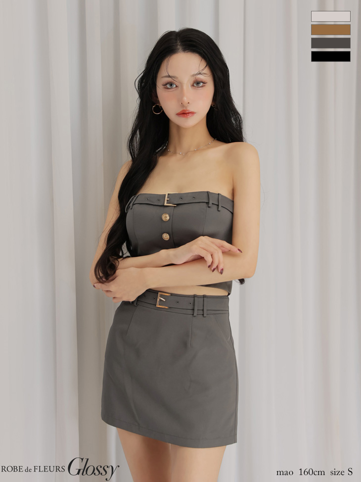 Glossy ローブドフルールグロッシー 【XSサイズあり】ツイルキャミセットアップミニキャバドレス gl3961