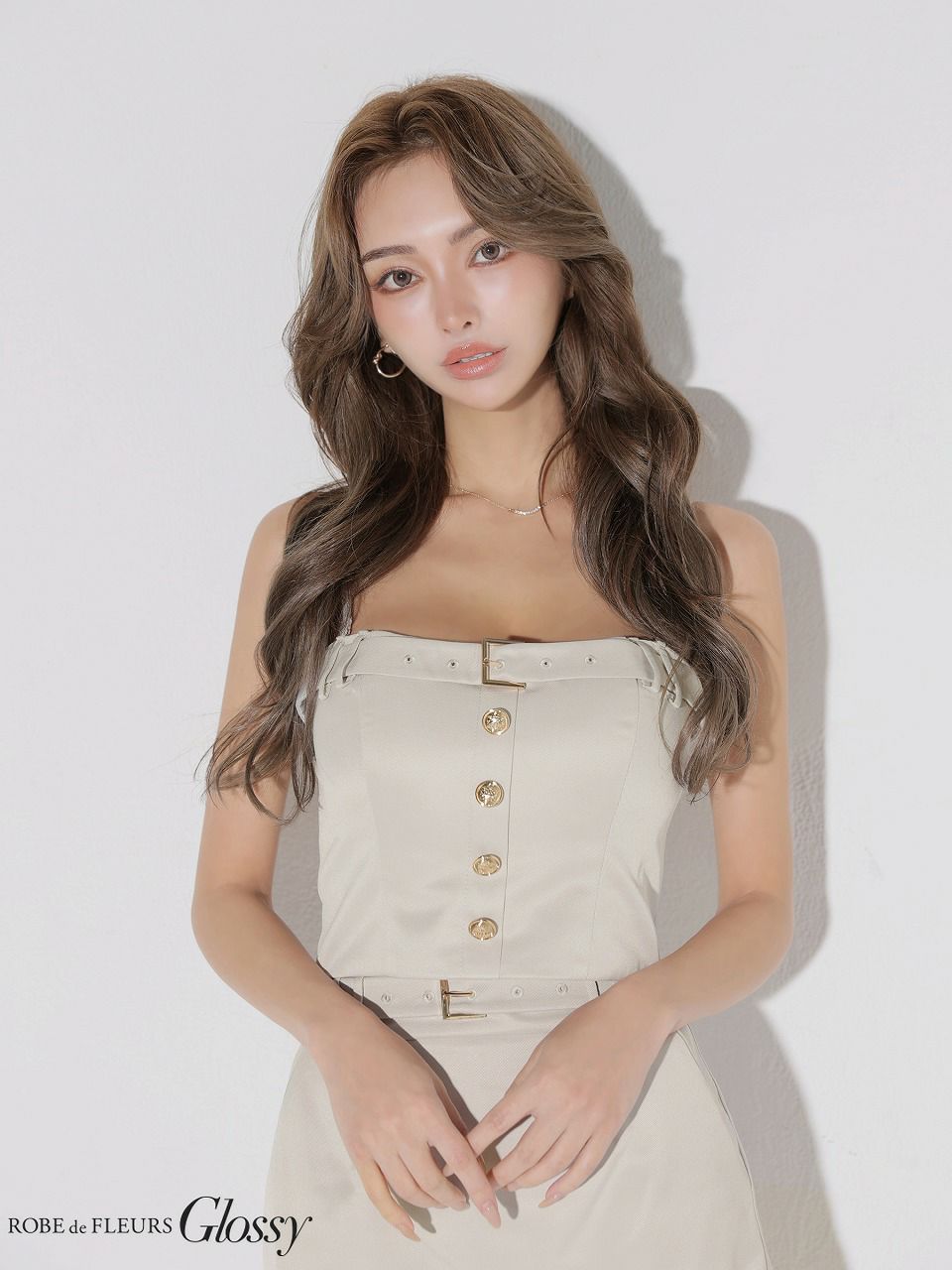 Glossy ローブドフルールグロッシー 【XSサイズあり】ツイルキャミセットアップミニキャバドレス gl3961