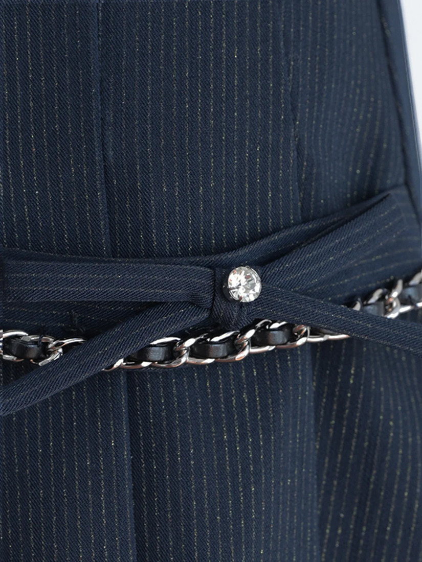 AngelR エンジェルアール ワンカラーアメスリチェーンリボンプリーツセットアップフレアミニドレス ar25864