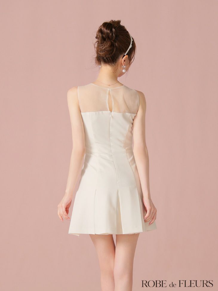 ROBE de FLEURS ローブドフルール センターリボンシアーチュールフレアミニキャバドレス fm3798