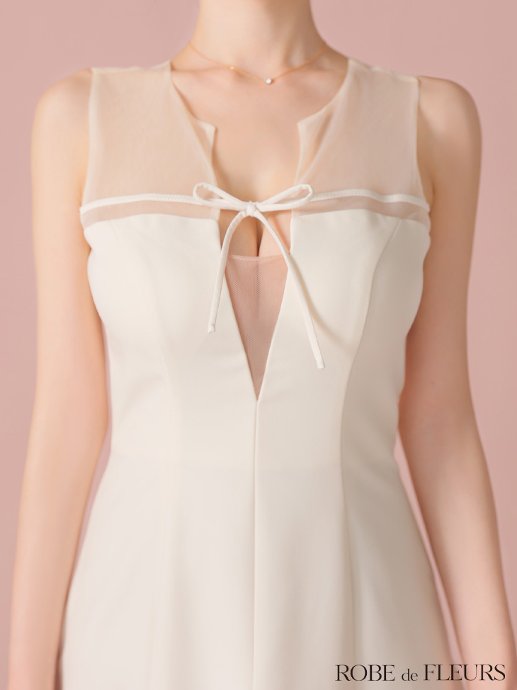 ROBE de FLEURS ローブドフルール センターリボンシアーチュールフレアミニキャバドレス fm3798