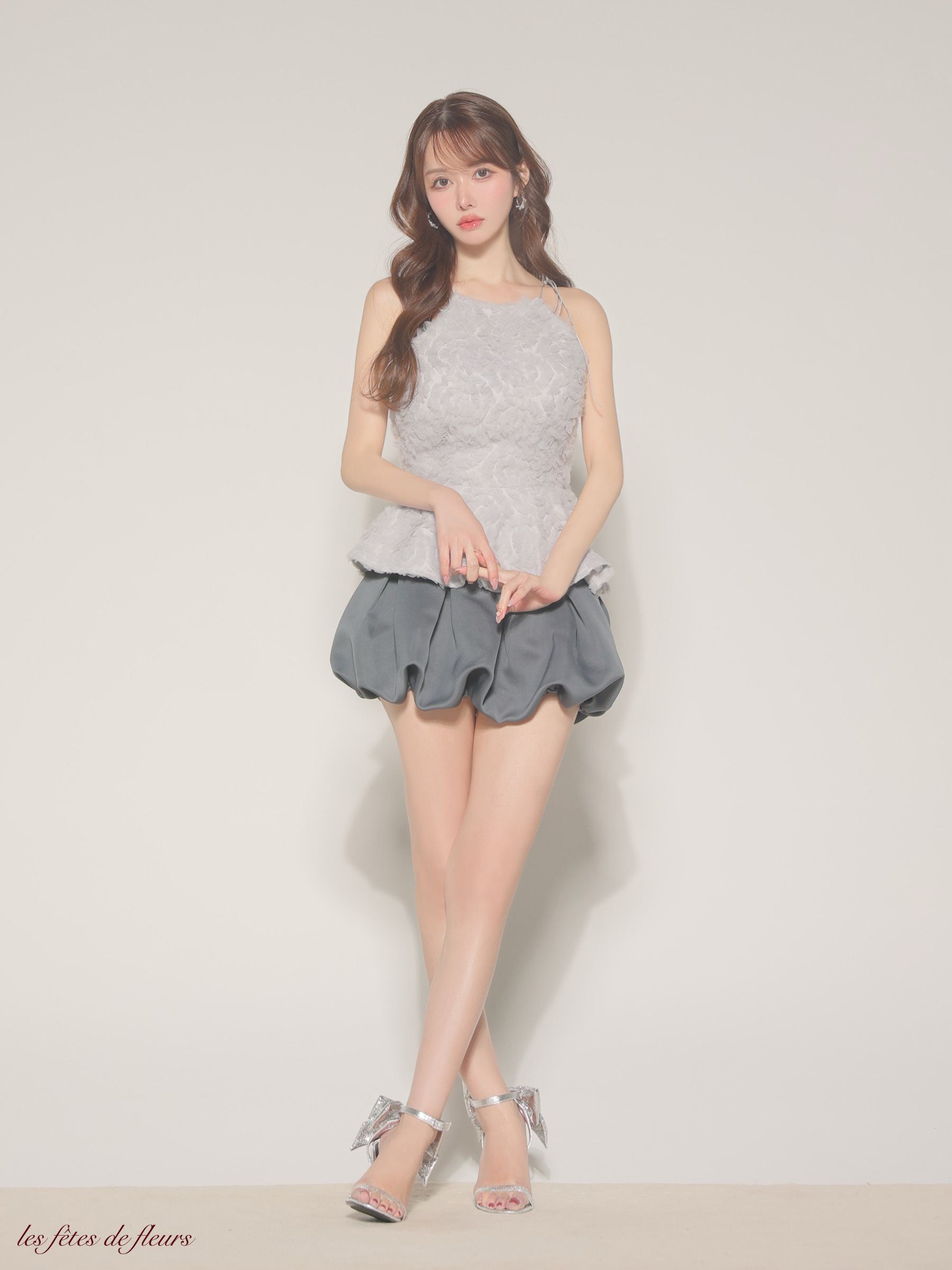 Les fetes de fleurs レフェットデフルール 【XSサイズあり】 fleurs tulle setup dress LF4638-c