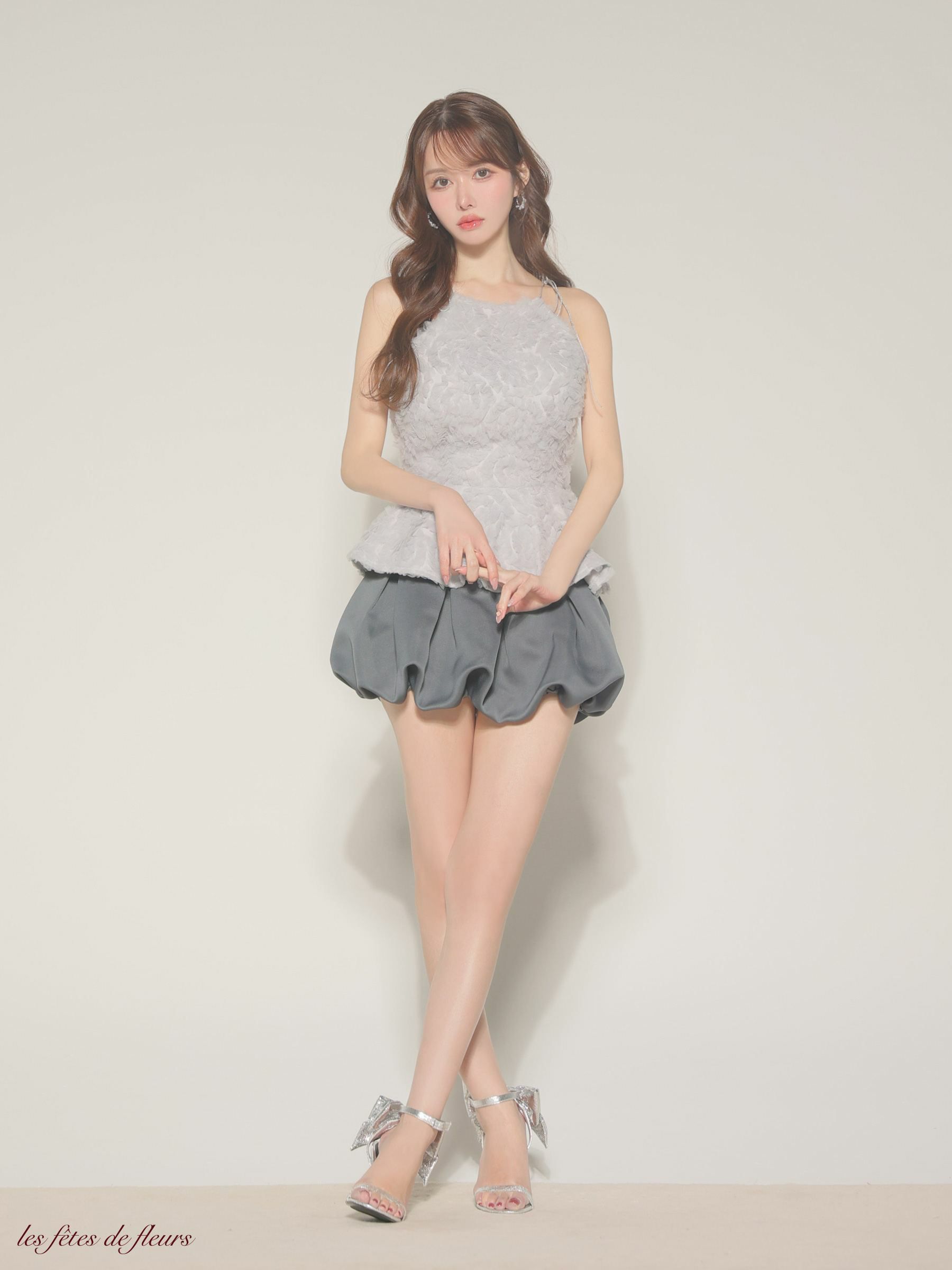 Les fetes de fleurs レフェットデフルール 【XSサイズあり】 fleurs tulle setup dress LF4638-c