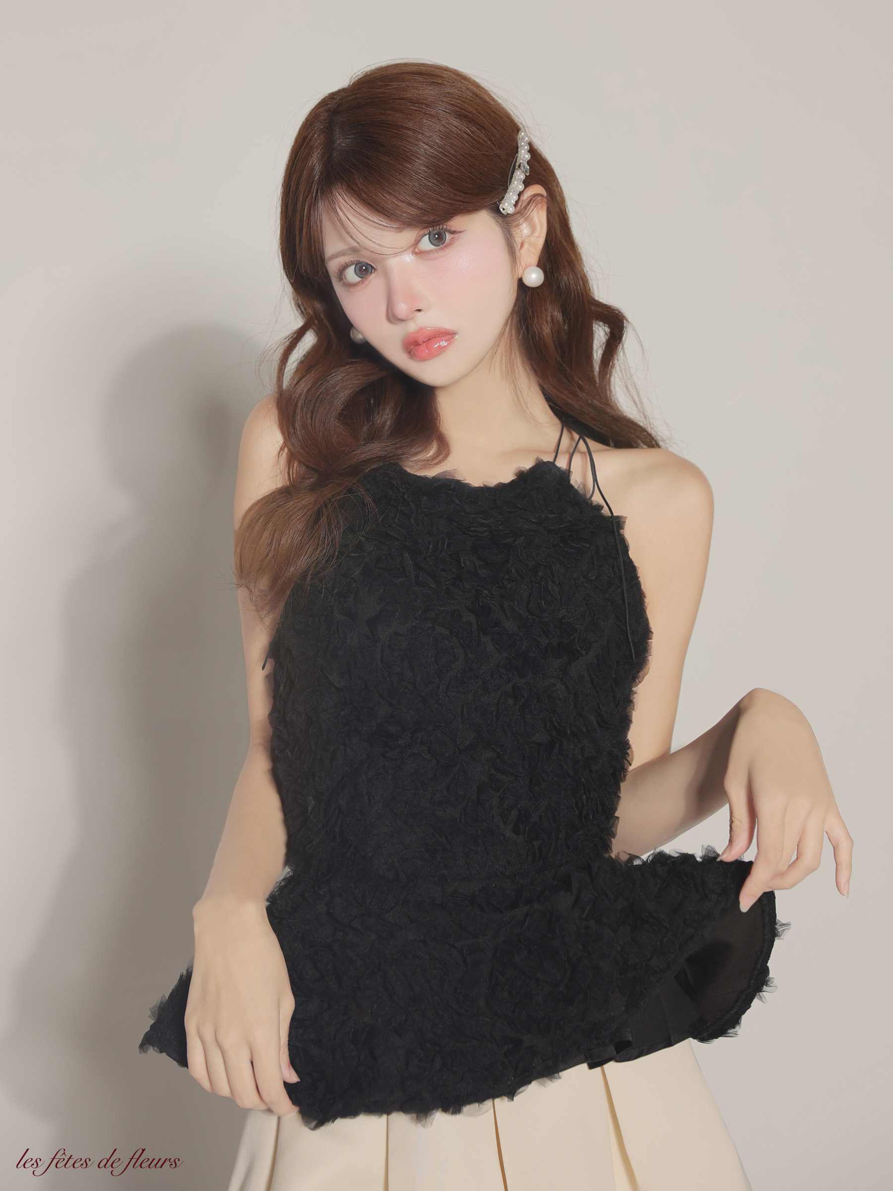 Les fetes de fleurs レフェットデフルール 【XSサイズあり】 fleurs tulle setup dress LF4638-c