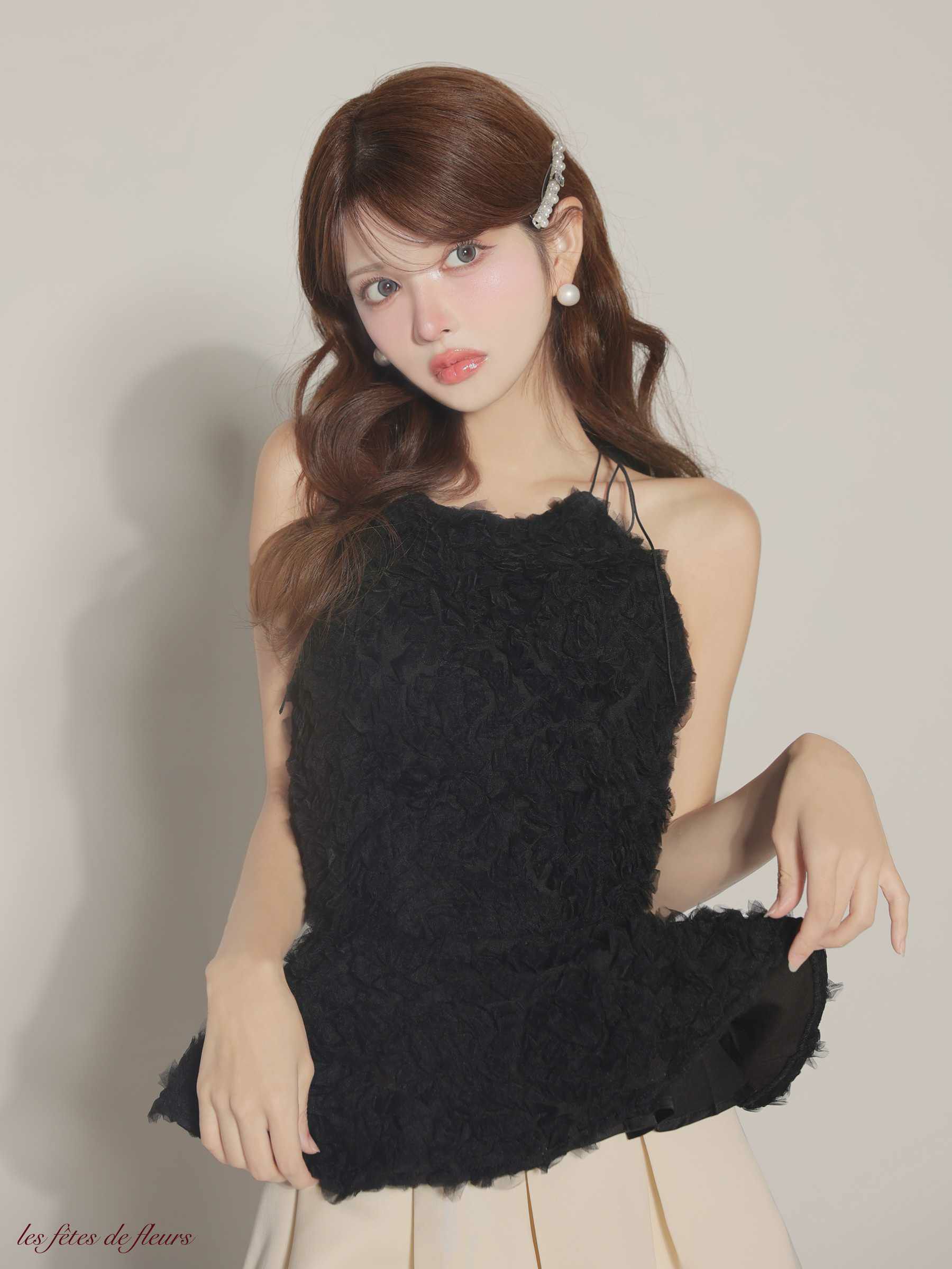 Les fetes de fleurs レフェットデフルール 【XSサイズあり】 fleurs tulle setup dress LF4638-c