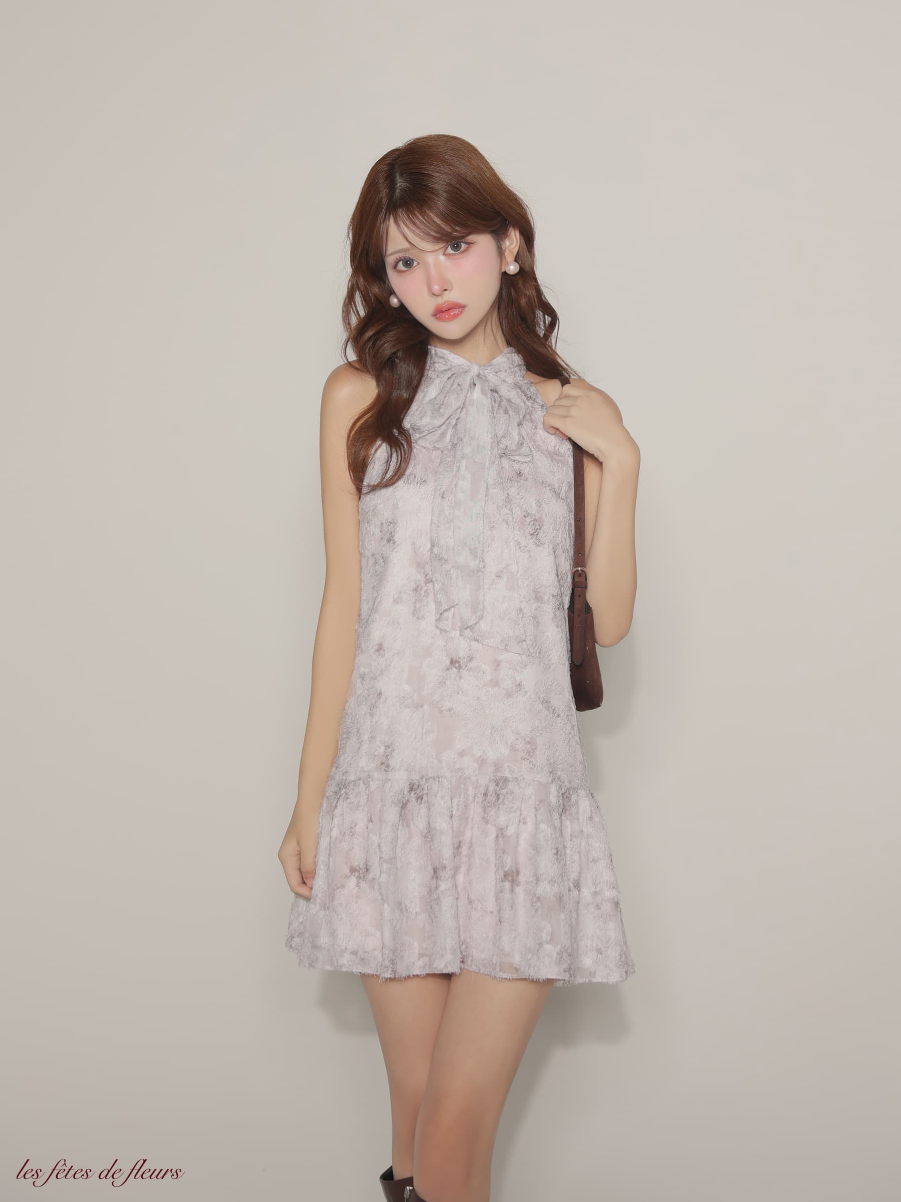 【XSサイズあり】Les fetes de fleurs レフェットデフルール fleurs jacquard mini dress LF4625-c