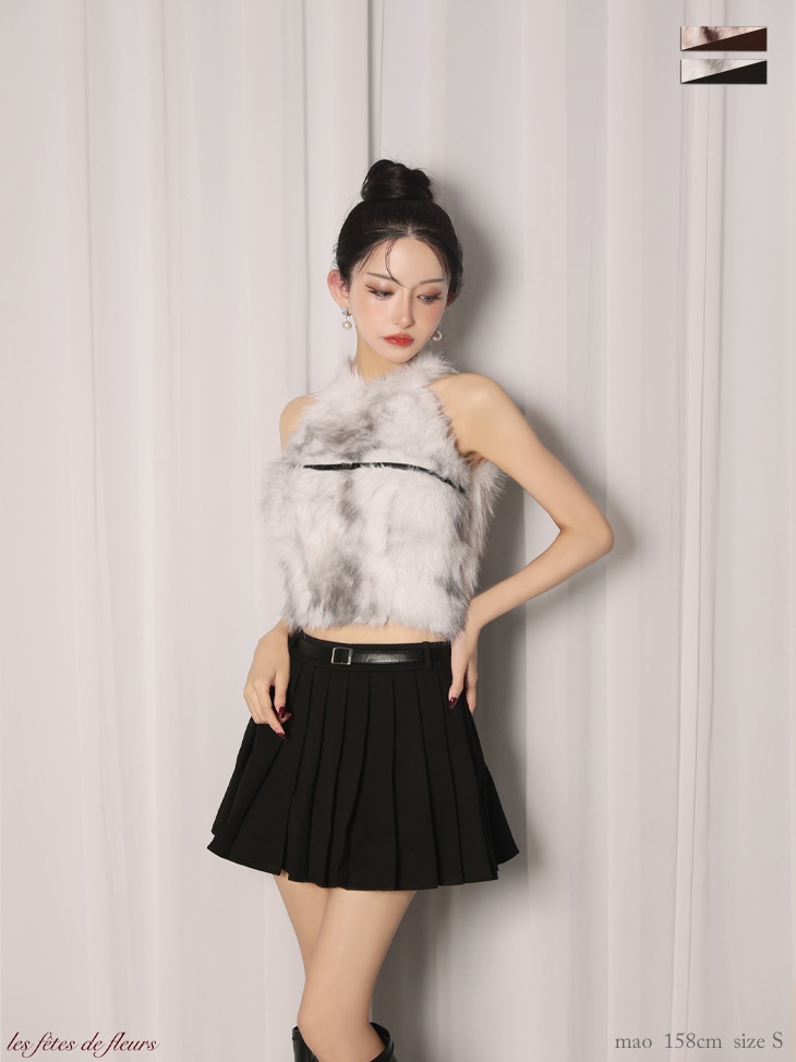 【XSサイズあり】Les fetes de fleurs レフェットデフルール mode fur belted setup dress LF4632-c