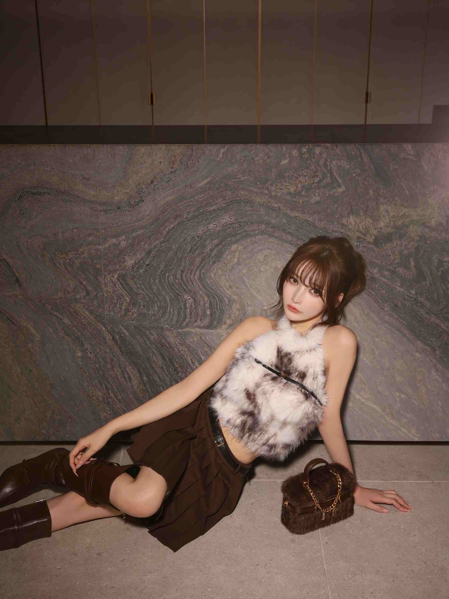 【XSサイズあり】Les fetes de fleurs レフェットデフルール mode fur belted setup dress LF4632-c