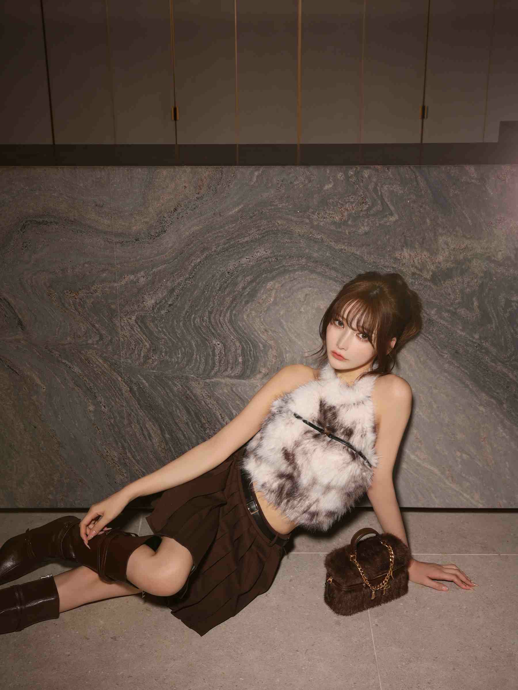 【XSサイズあり】Les fetes de fleurs レフェットデフルール mode fur belted setup dress LF4632-c