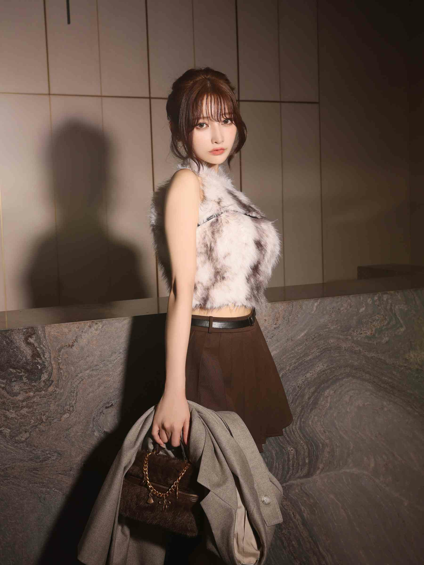 【XSサイズあり】Les fetes de fleurs レフェットデフルール mode fur belted setup dress LF4632-c