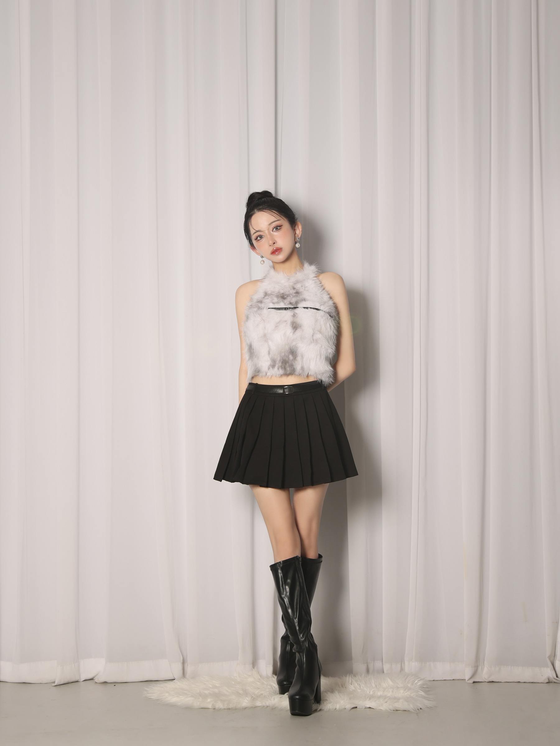 【XSサイズあり】Les fetes de fleurs レフェットデフルール mode fur belted setup dress LF4632-c