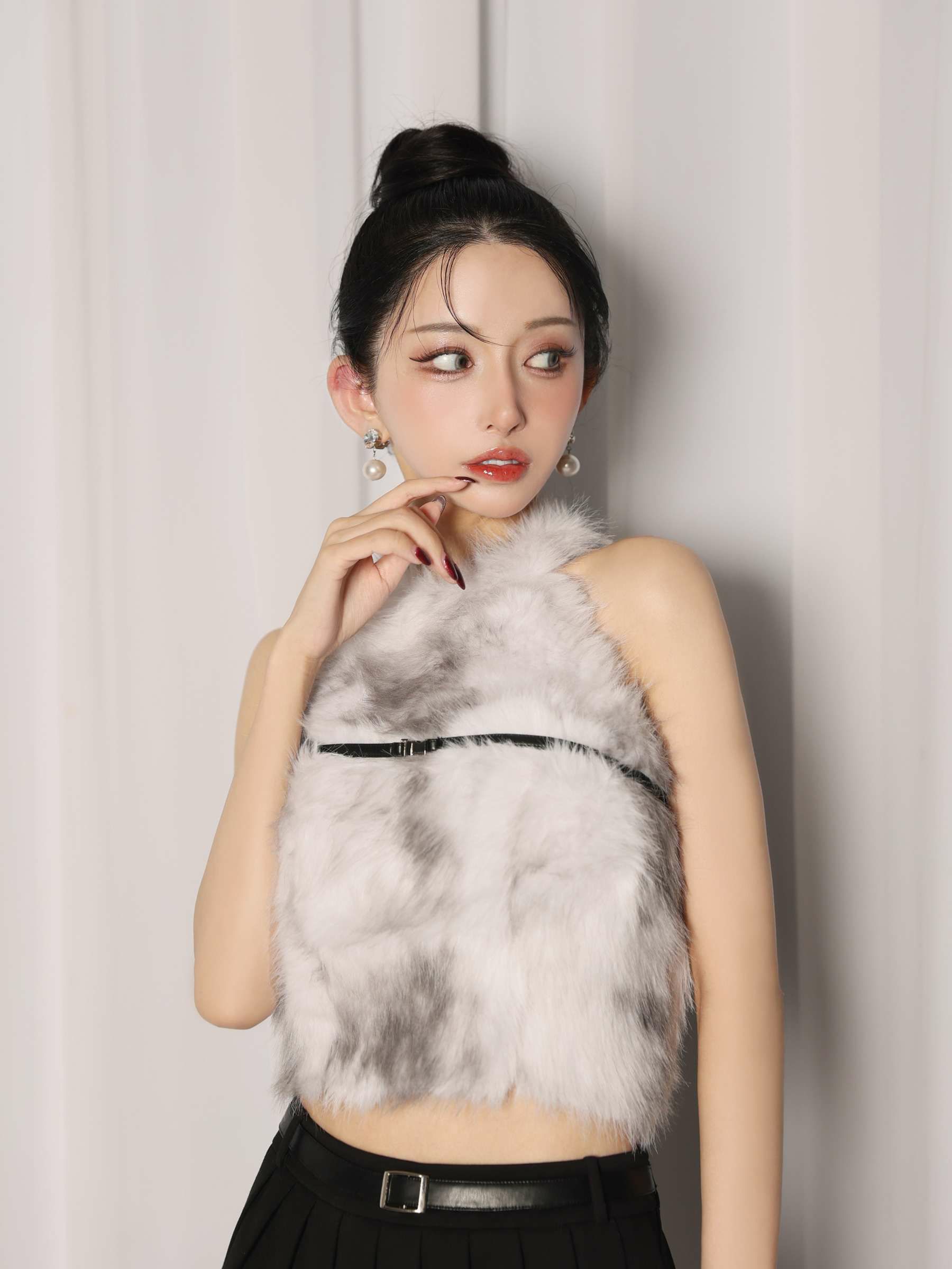 【XSサイズあり】Les fetes de fleurs レフェットデフルール mode fur belted setup dress LF4632-c