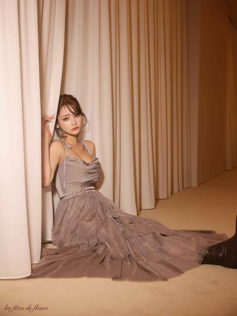 【XSサイズあり】Les fetes de fleurs レフェットデフルール luxe tulle long dress LF4636-c