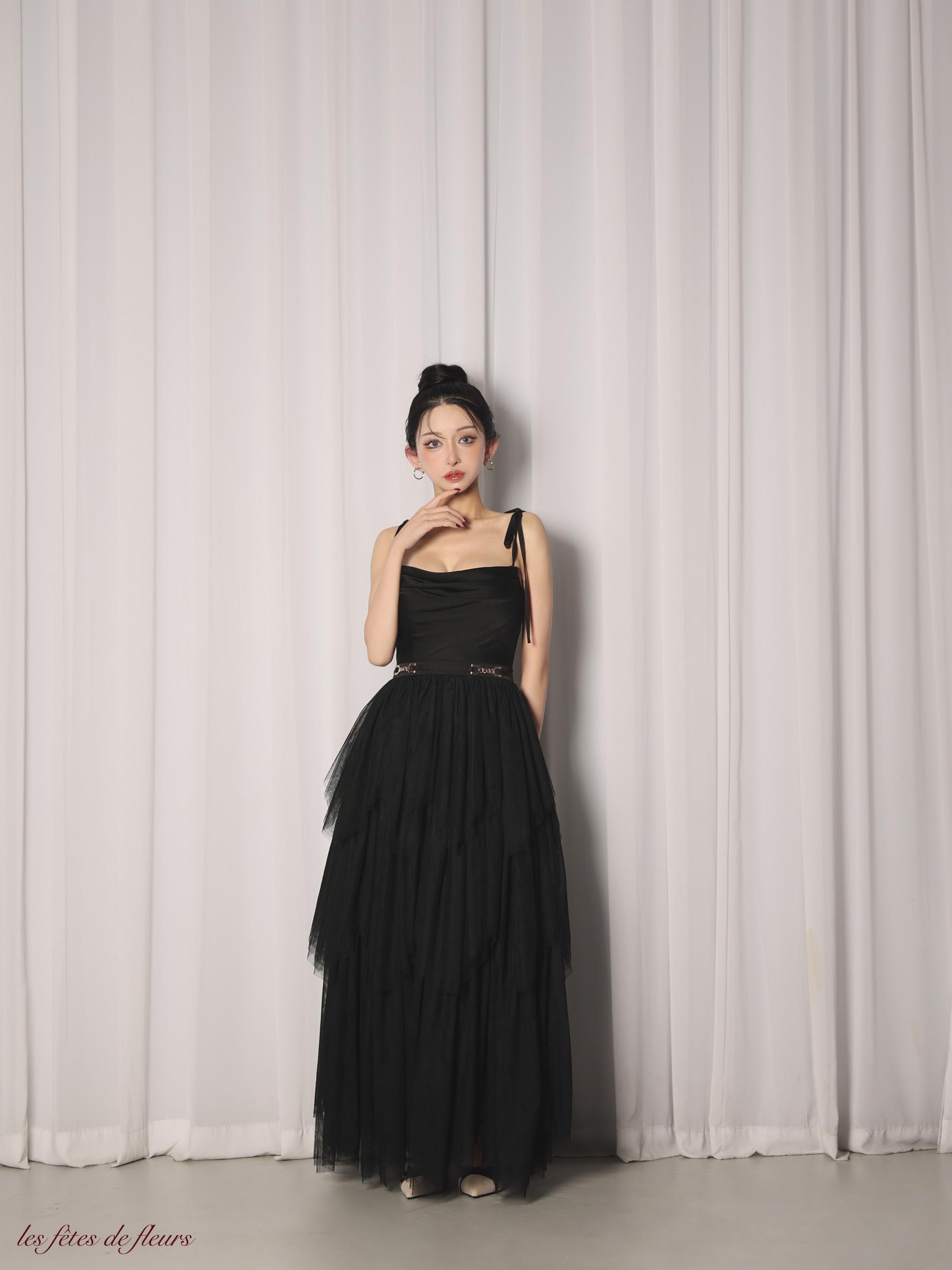 【XSサイズあり】Les fetes de fleurs レフェットデフルール luxe tulle long dress LF4636-c