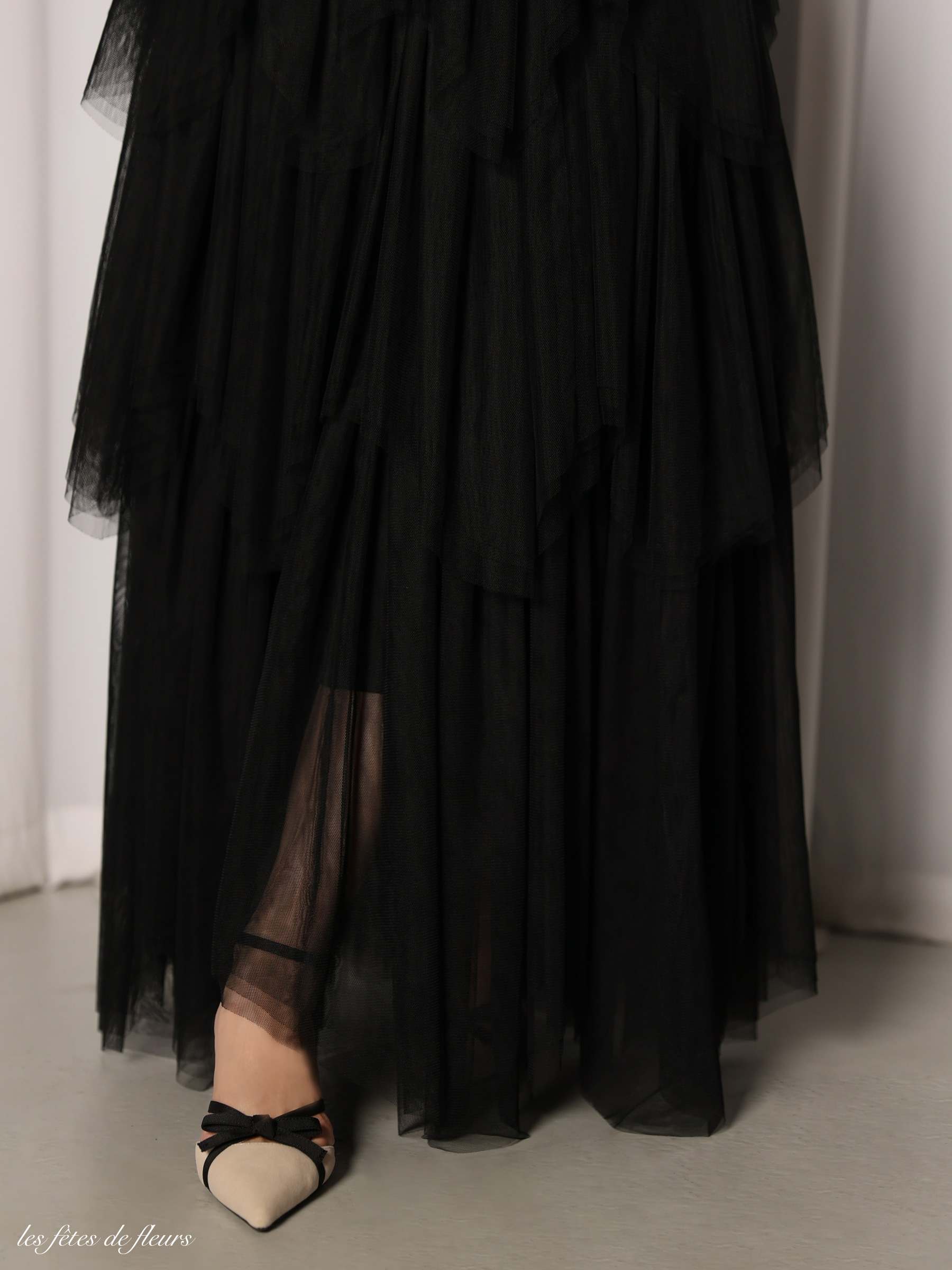 【XSサイズあり】Les fetes de fleurs レフェットデフルール luxe tulle long dress LF4636-c