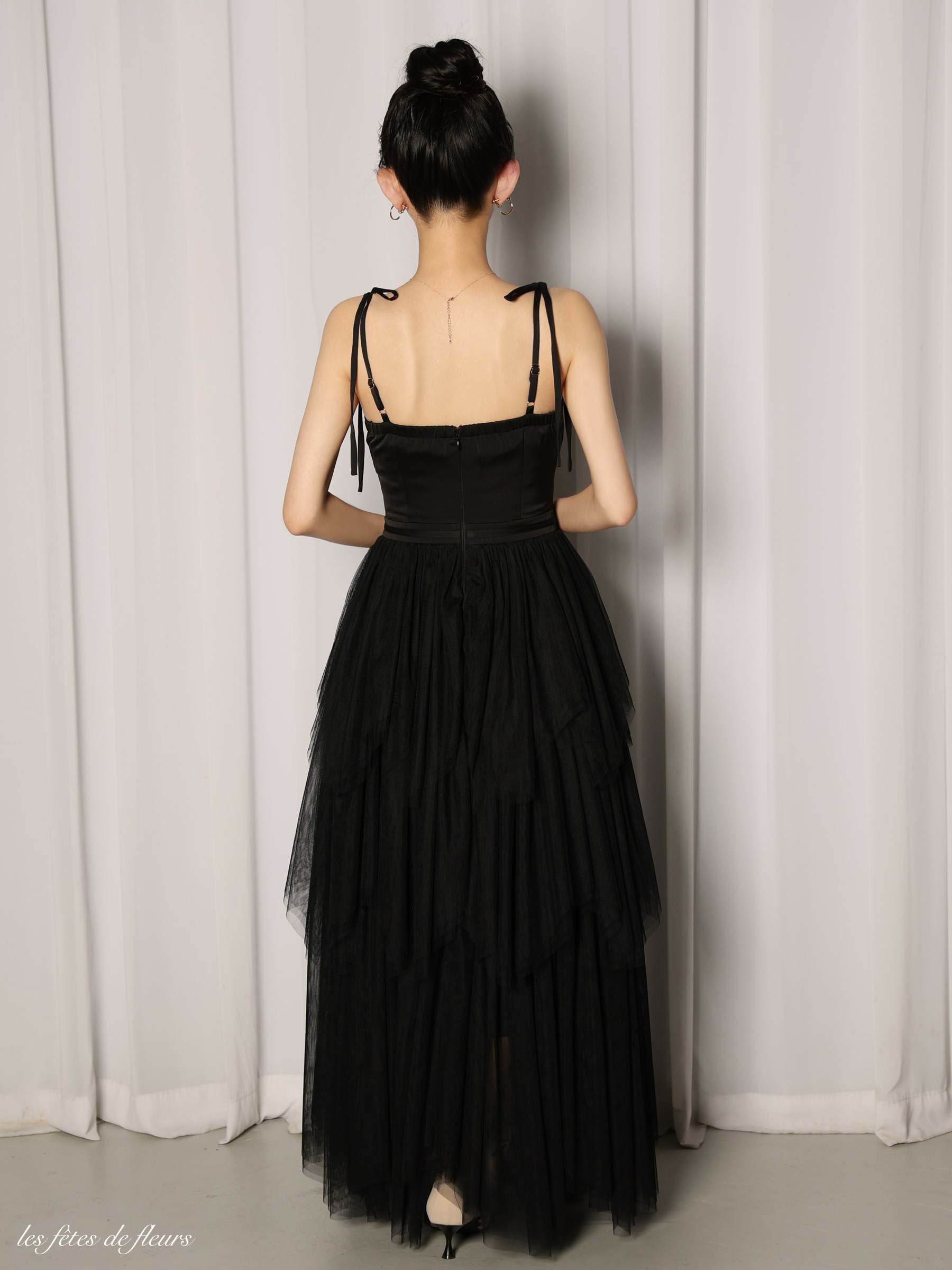 【XSサイズあり】Les fetes de fleurs レフェットデフルール luxe tulle long dress LF4636-c