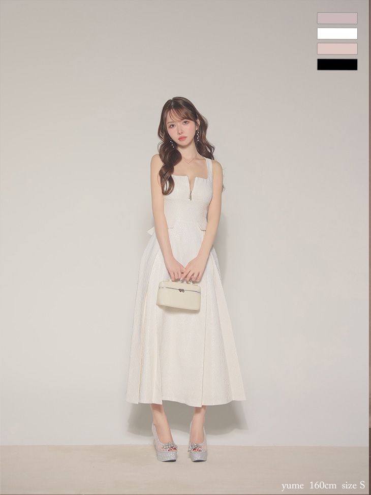【Lサイズあり】charmer jacquard back ribbon long dress LF4635-c