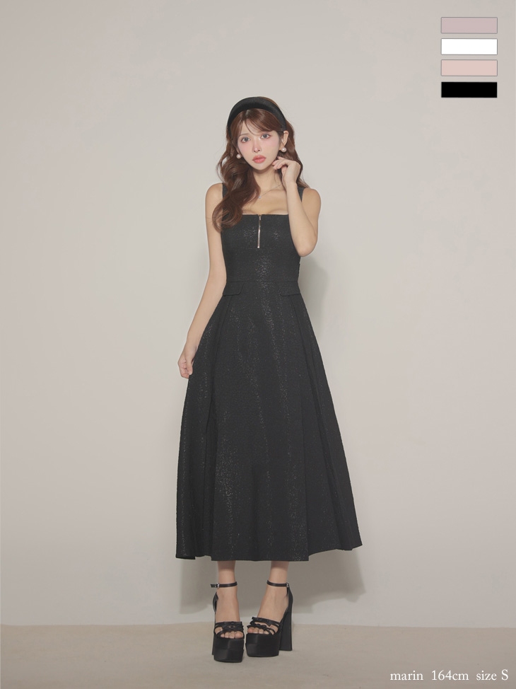 【Lサイズあり】charmer jacquard back ribbon long dress LF4635-c