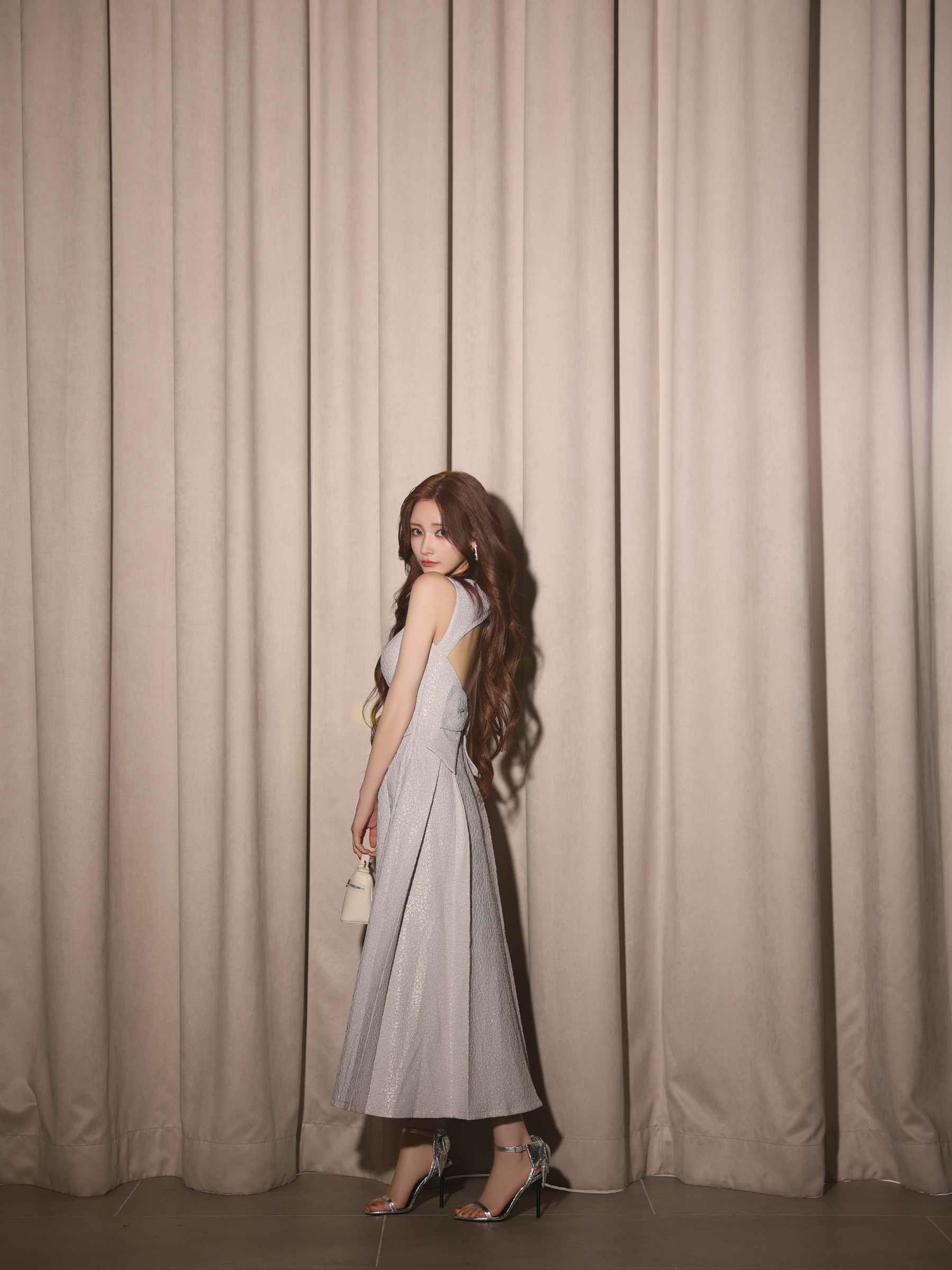 【Lサイズあり】charmer jacquard back ribbon long dress LF4635-c