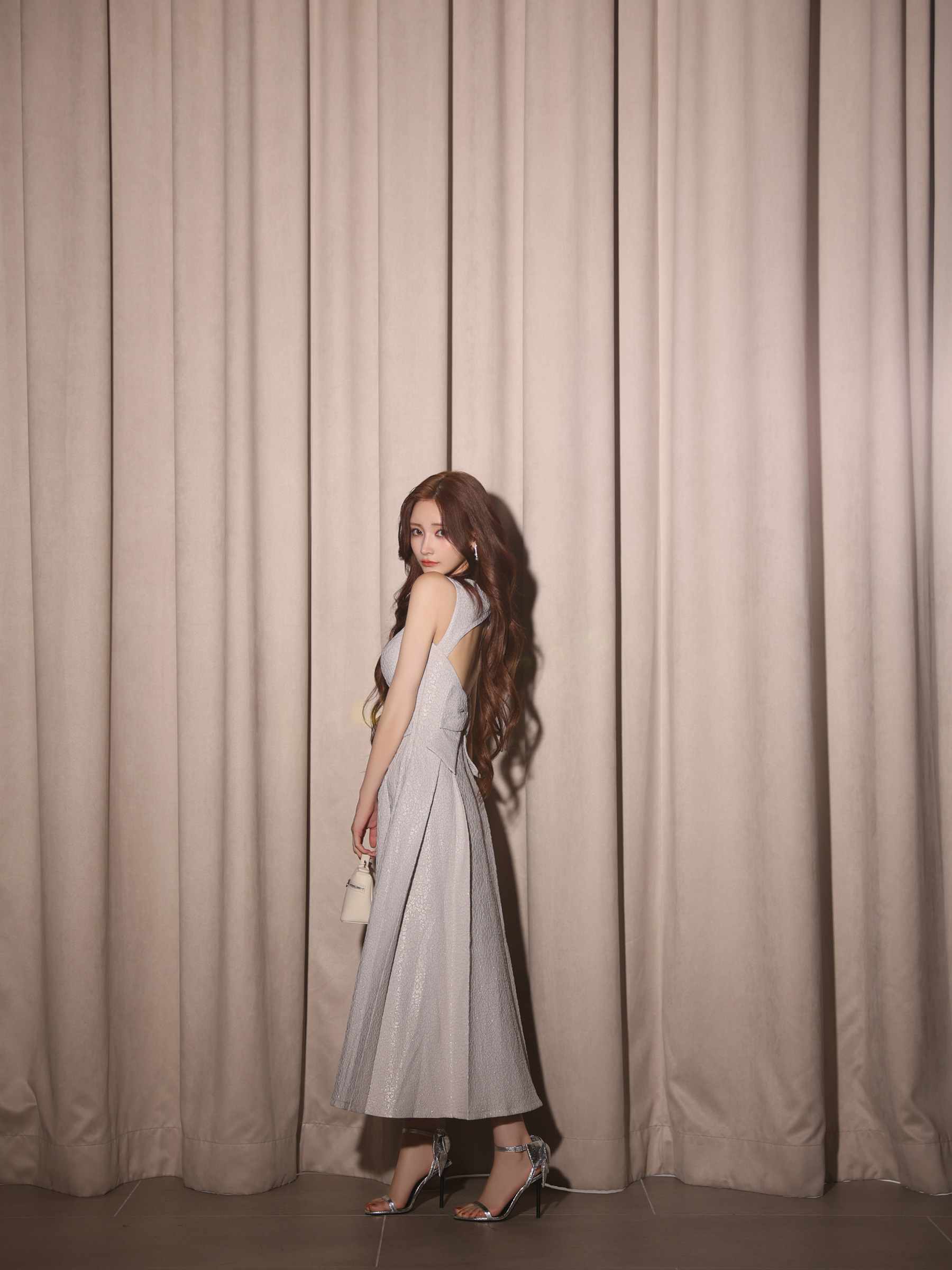 【Lサイズあり】charmer jacquard back ribbon long dress LF4635-c