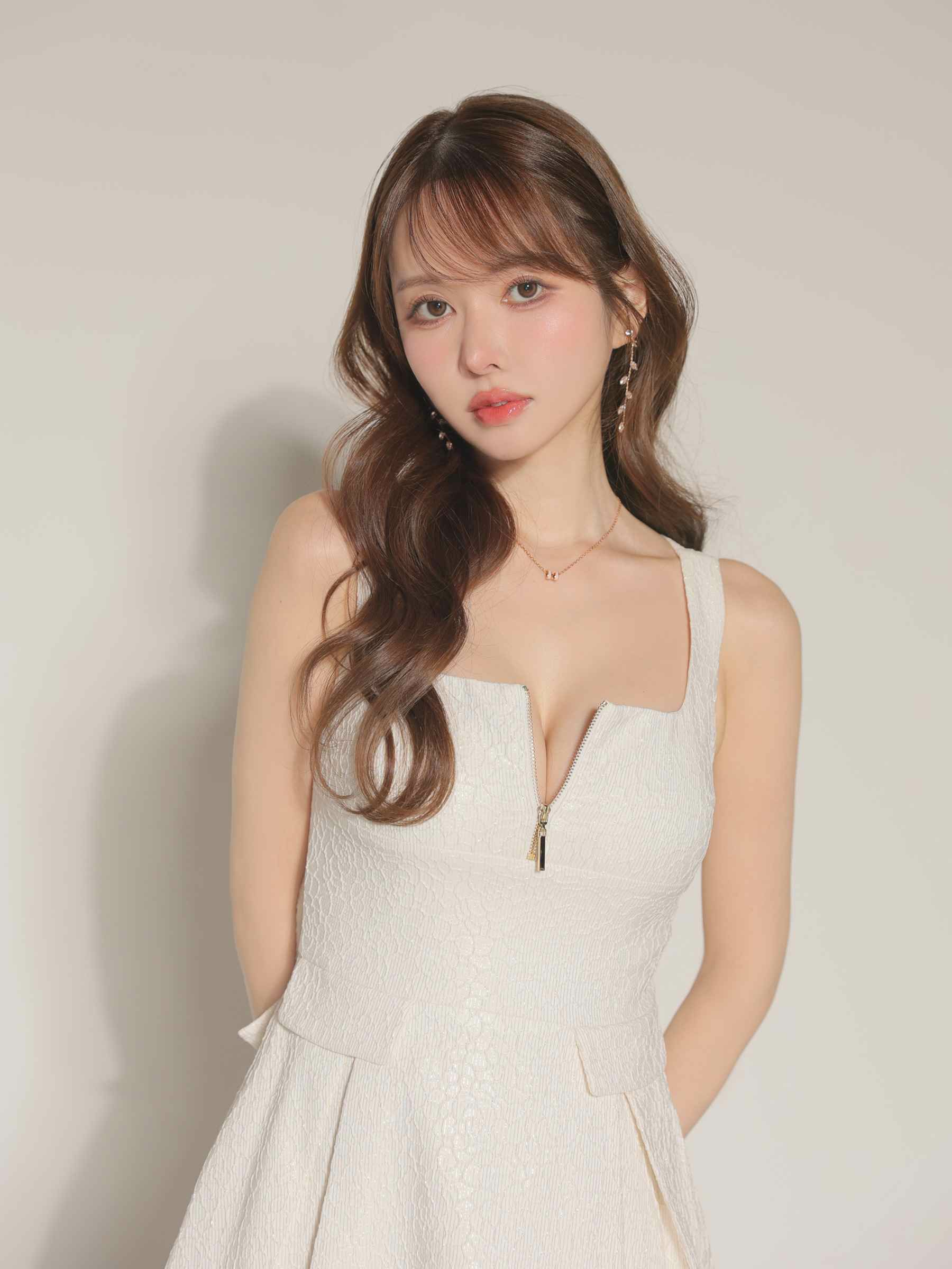 【Lサイズあり】charmer jacquard back ribbon long dress LF4635-c