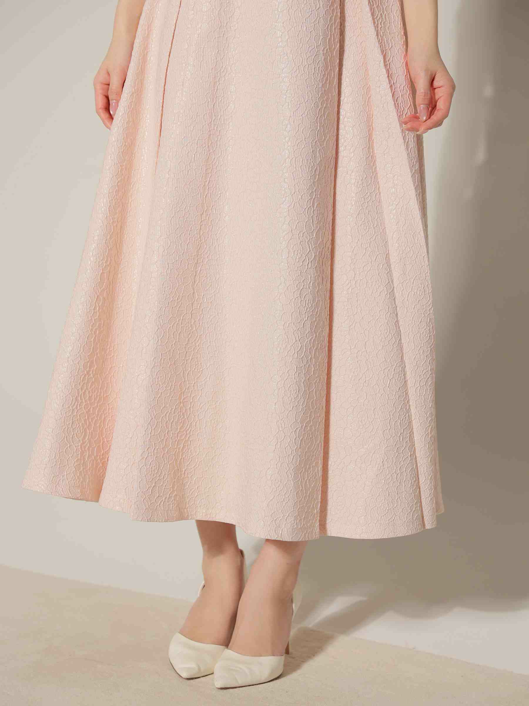 【Lサイズあり】charmer jacquard back ribbon long dress LF4635-c