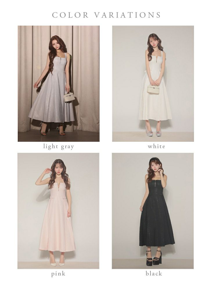 【Lサイズあり】charmer jacquard back ribbon long dress LF4635-c