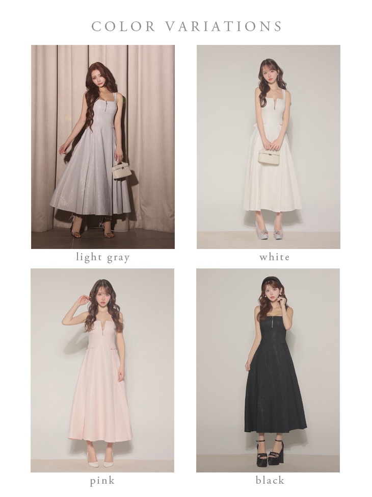 【Lサイズあり】charmer jacquard back ribbon long dress LF4635-c