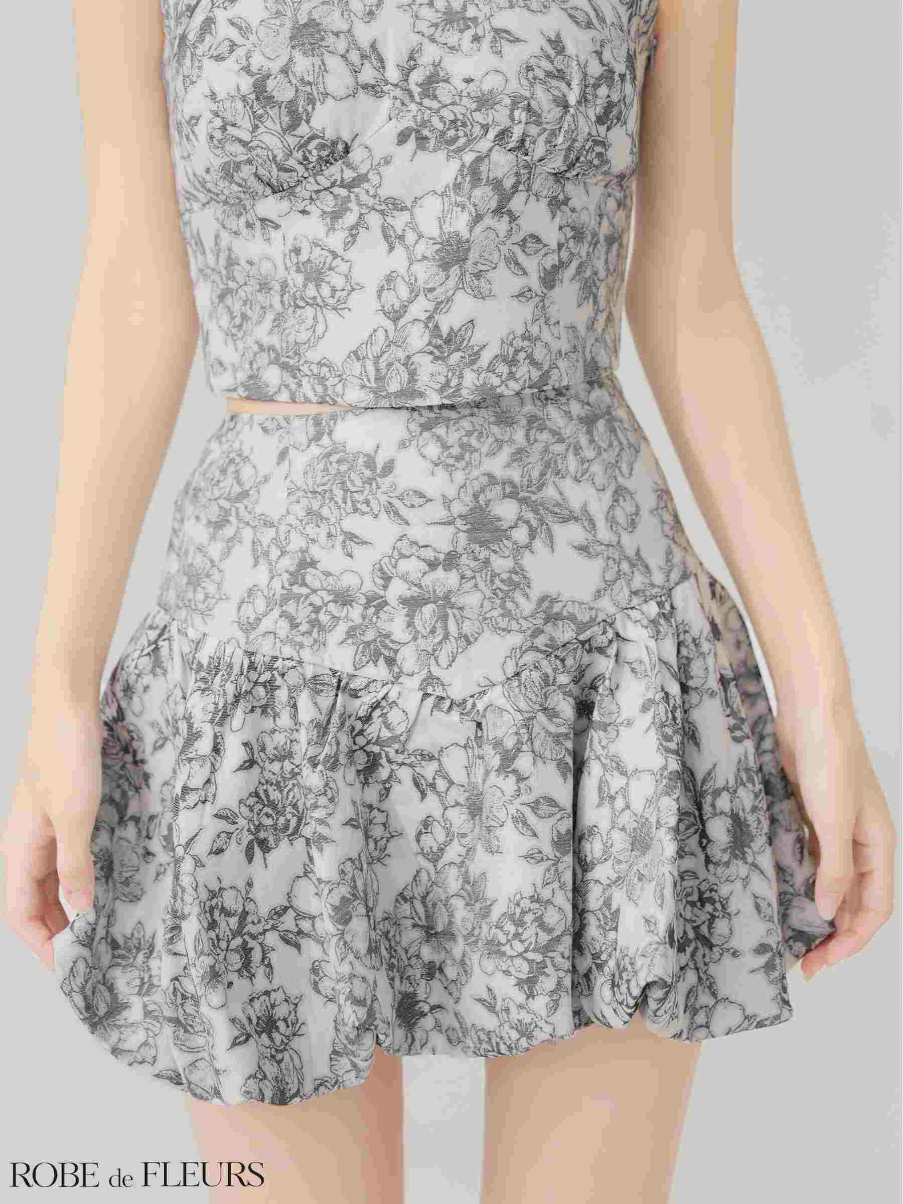 ROBE de FLEURS ローブドフルール 【XSサイズあり】ジャガードホルターネックフレアミニキャバドレス fm4624-c